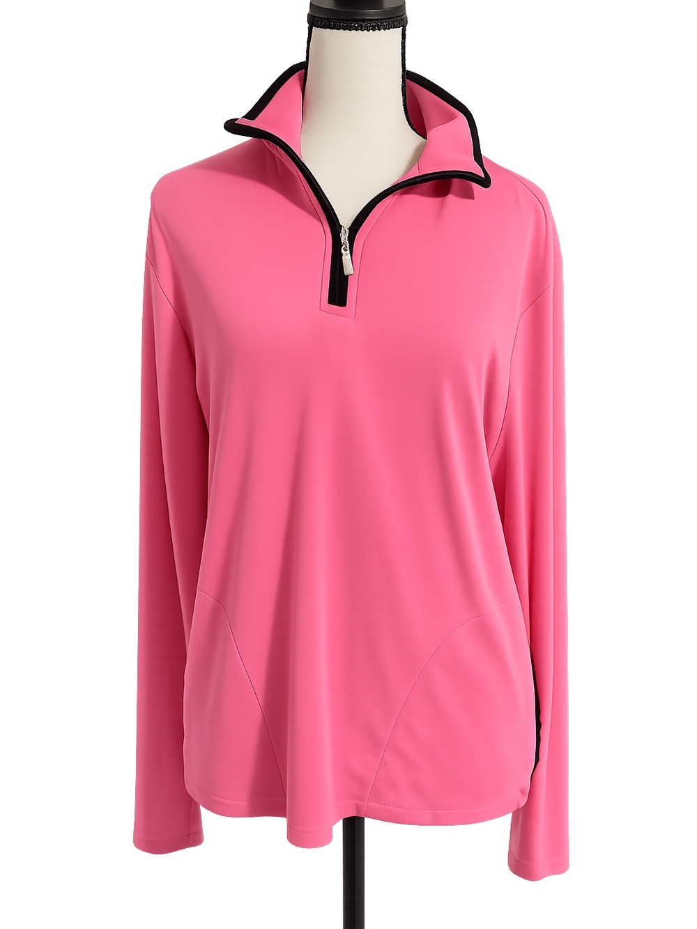 Talbots Pink Quarter Zip Pullover Top Long Sleeve Pockets Athleisure